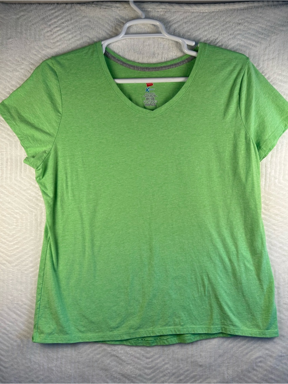 Hanes Women's V-Neck Tee in Bright Green
